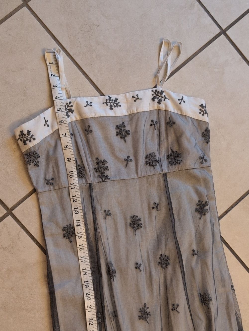 Hopeless Romantic Grey Embroidered Maxi dress 20s Gatsby Victorian White Size S - Picture 8 of 9